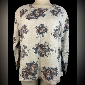 J. Jill Cream Floral Top Women’s Large